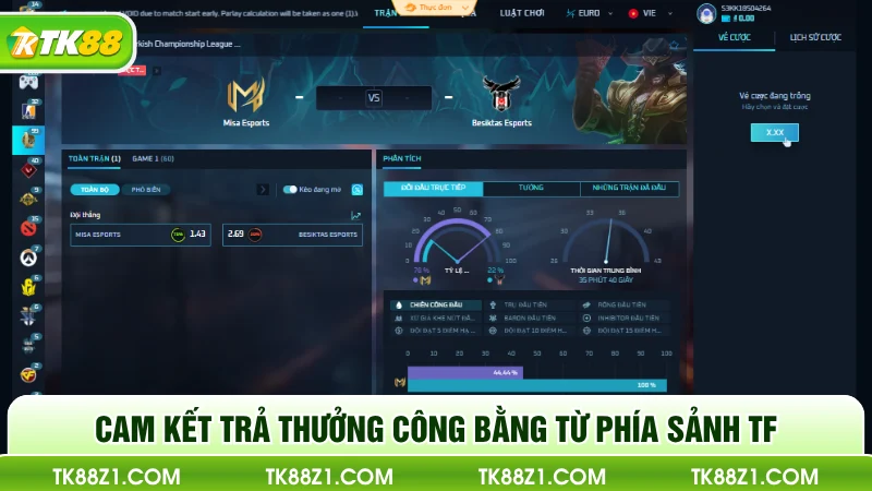 Cam kết trả thưởng công bằng từ phía sảnh TF