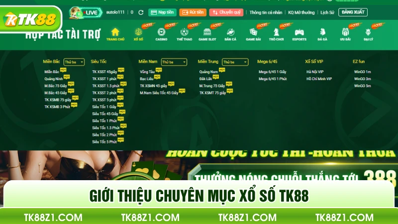 Giới thiệu chuyên mục xổ số TK88