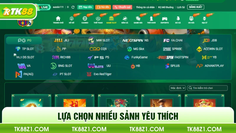 Lựa chọn nhiều sảnh yêu thích