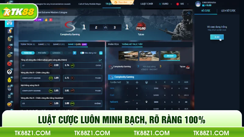 Luật cược luôn minh bạch, rõ ràng 100%