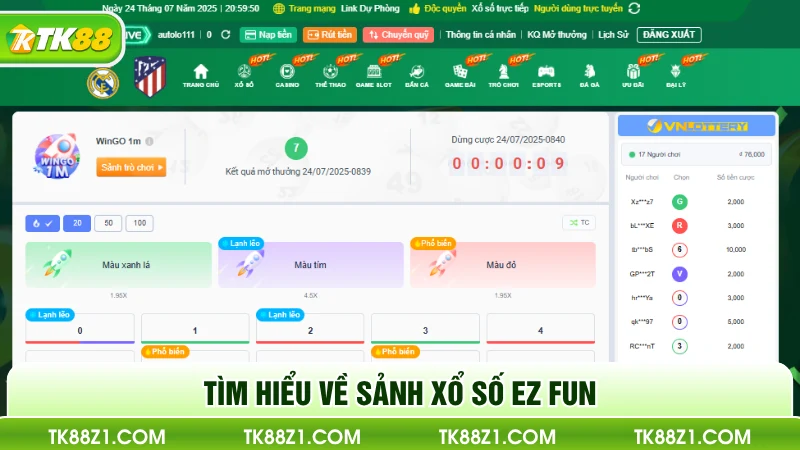 Tìm hiểu về Sảnh xổ số EZ Fun